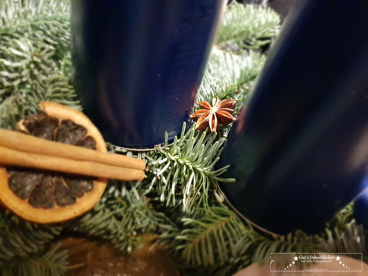 Advent wreath freshly tied blue, natural