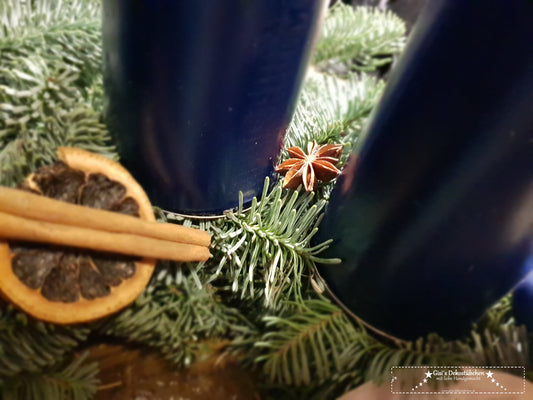 Advent wreath freshly tied blue, natural