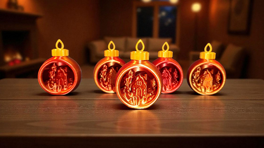 3D Christbaumkugel mit Winterdorf | Wunschfarbe | PLA