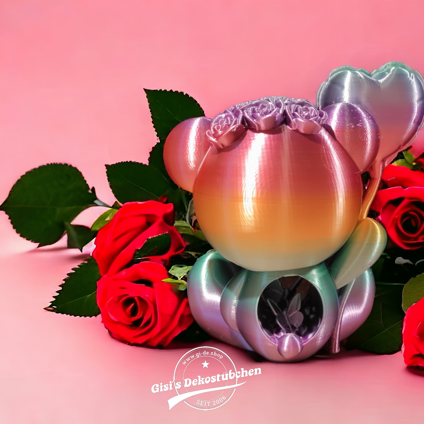 3D Printed - Teddy Bear in Love Statue - Design by Koza Design