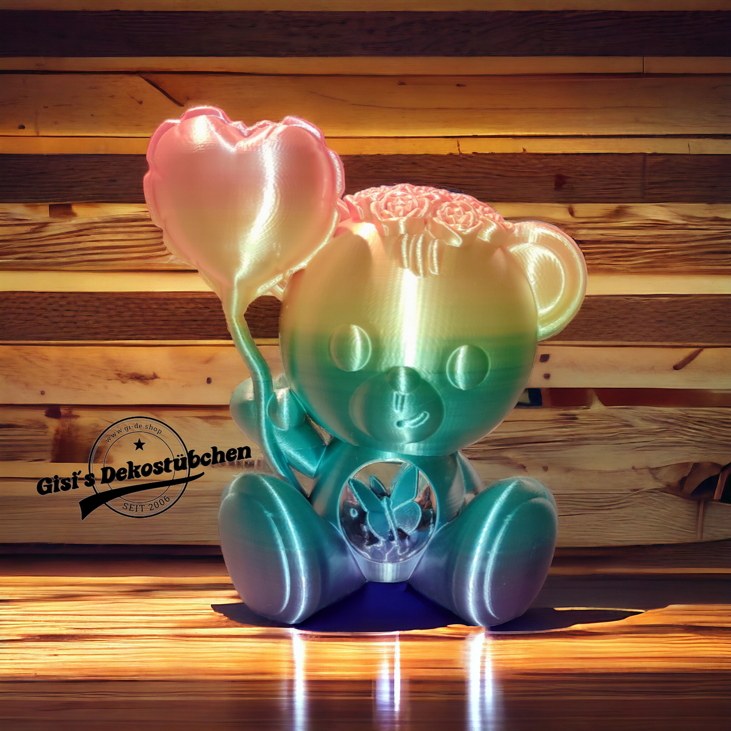 3D Printed - Teddy Bear in Love Statue - Design by Koza Design