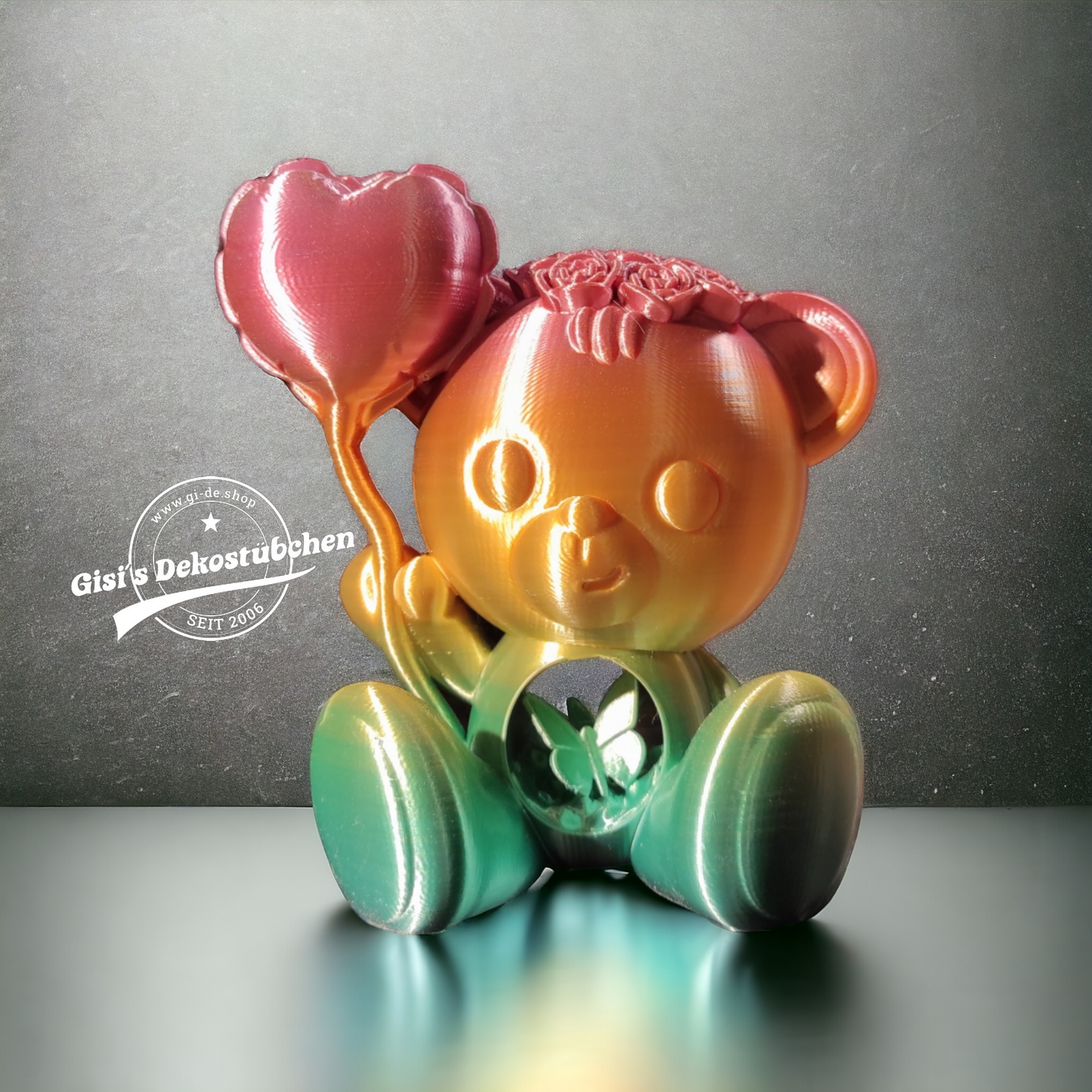 3D Printed - Teddy Bear in Love Statue - Design by Koza Design