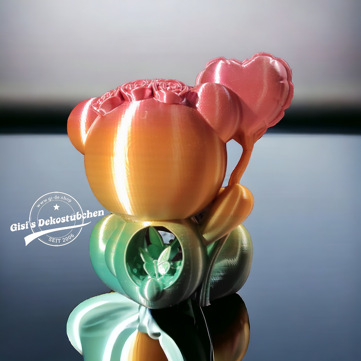 3D Printed - Teddy Bear in Love Statue - Design by Koza Design
