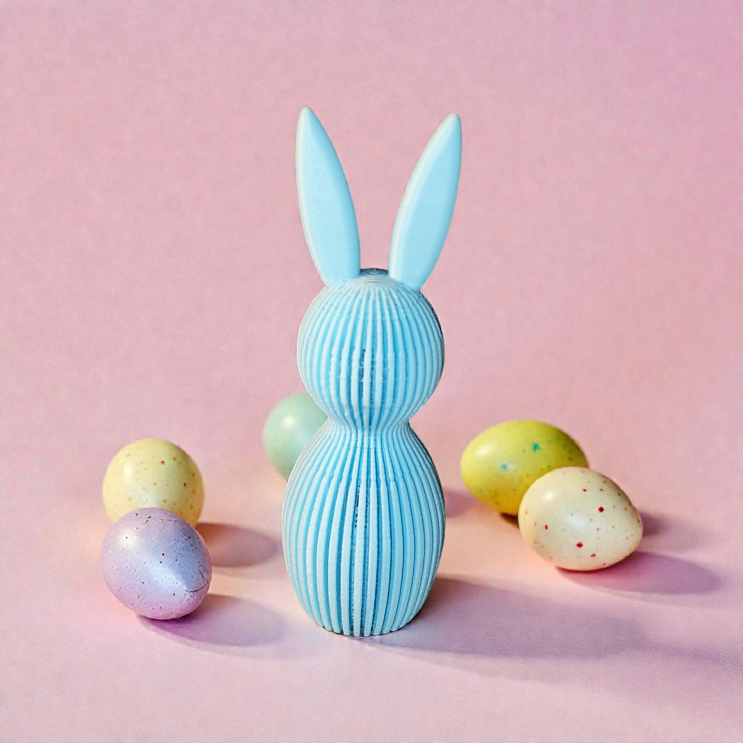 3D Printed Grooved Rabbit Made of PLA – Modern Easter Decoration | 11 cm | Sabre Design
