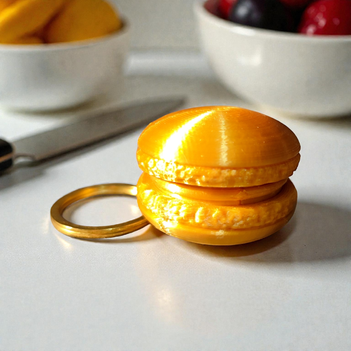 3D printed macaron keychain - cute & colorful mini charm gift