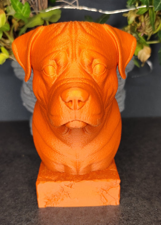 Personalized 3D Printed Rottweiler Bust - Decorative Figurine with Custom Name