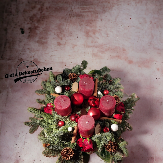 Advent wreath rose red