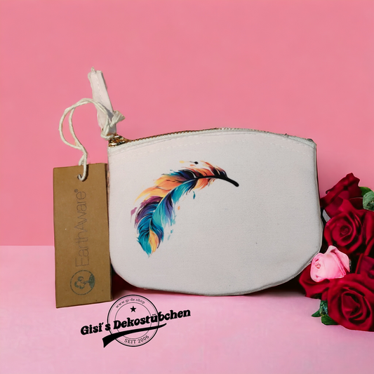 Colorful feather makeup bag, accessory bag, feather design cosmetic toiletry bag