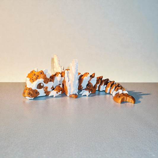 Cookie the Cookie Dragon – large 3D-printed fantasy dragon with wings. Custom colors available.