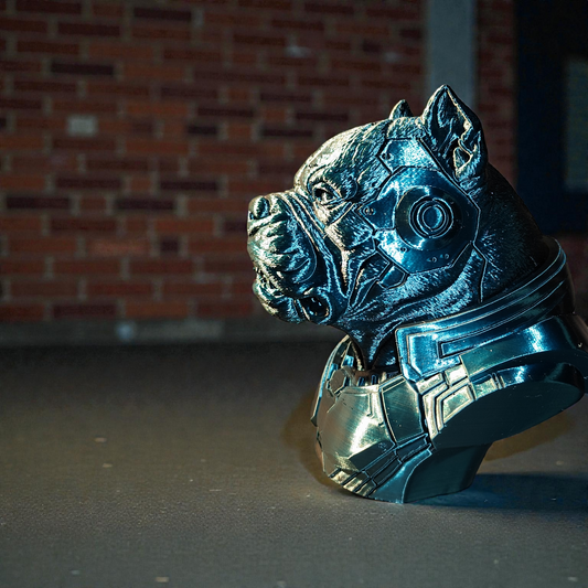 Cyber Bully Bust 3D Print - Futuristic Mechanical Sci-Fi Sculpture 16cm