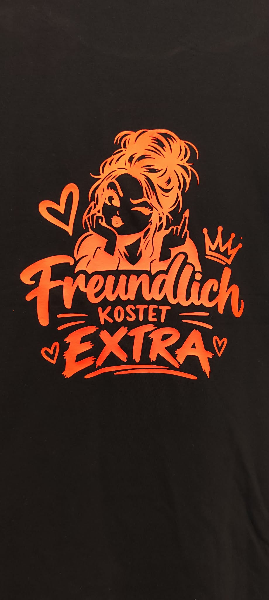 Damen T-Shirt „Freundlich kostet extra“ – Statement Shirt mit Wunschfarbe