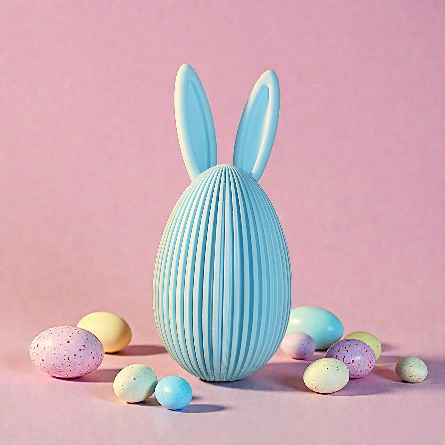 Chunky grooved bunny – modern Easter decoration made from 3D printing | Custom color available