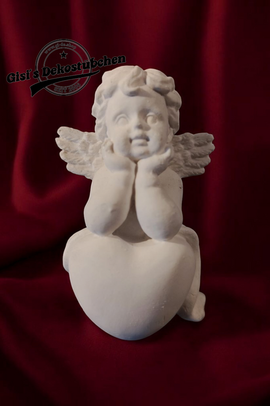 Angel with heart white handmade vintage decoration