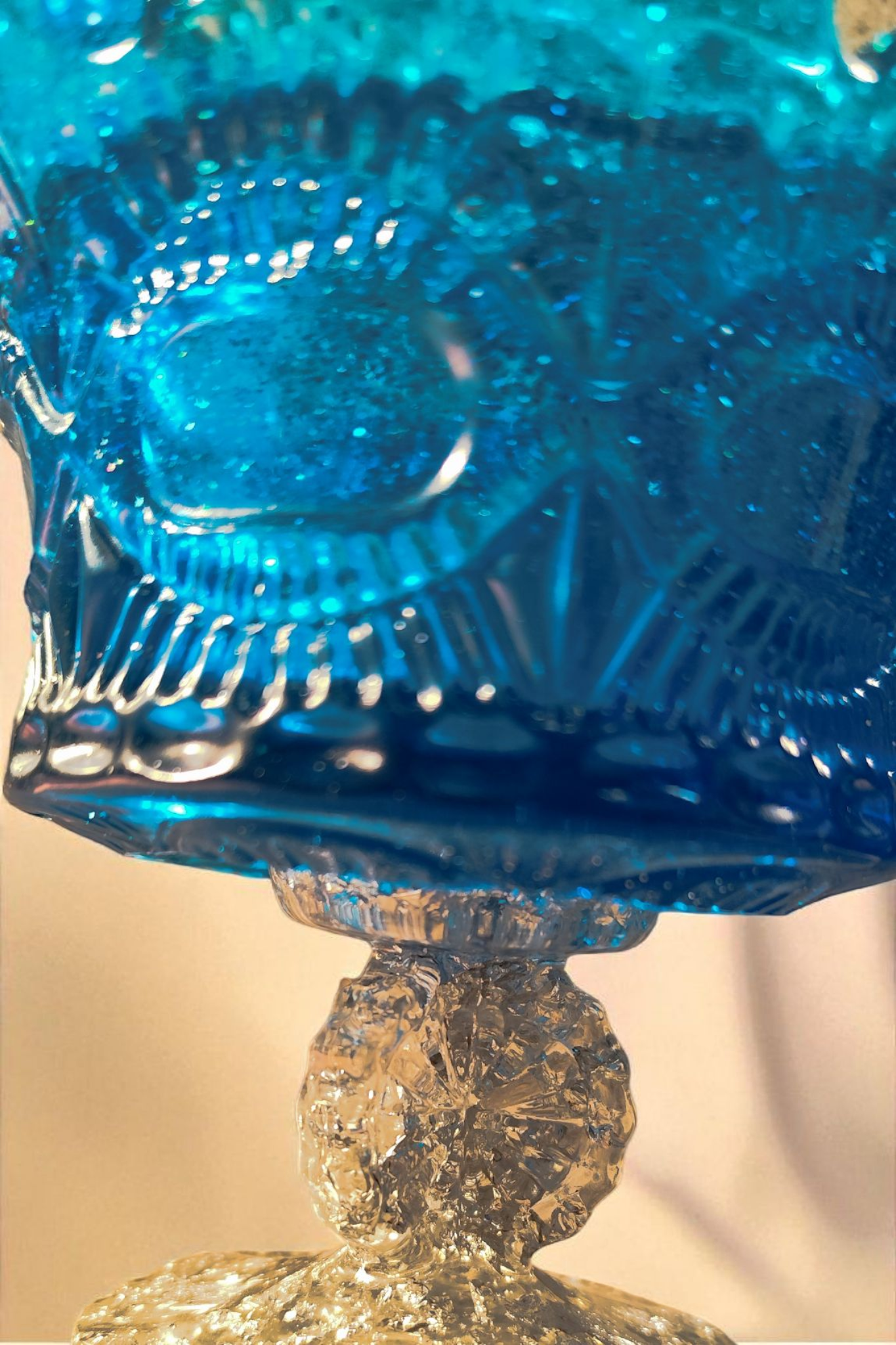 Epoxy resin jar with lid – unique in blue & silver with glitter – 15 cm – handmade storage