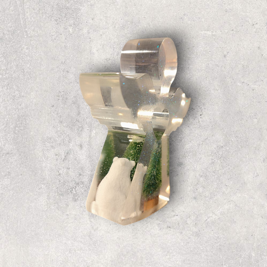Epoxy resin angel with mini landscape – handmade decoration ---