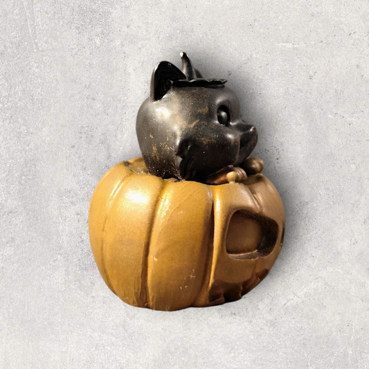 Epoxy resin figure – cute cat in a pumpkin – customizable – approx. 6x5x4 cm ---