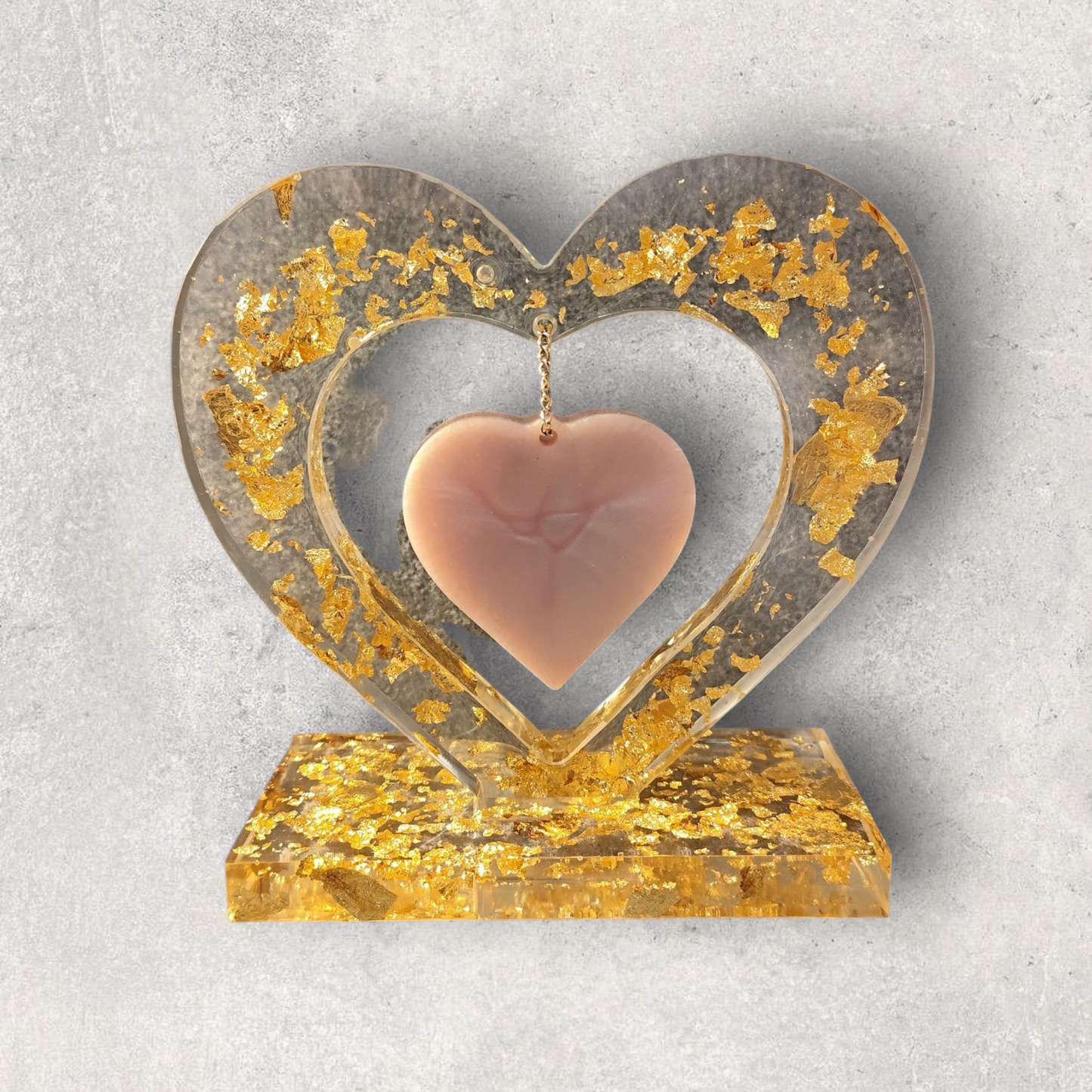 Epoxy resin heart – customizable with name or date – approx. 18x17x8 cm