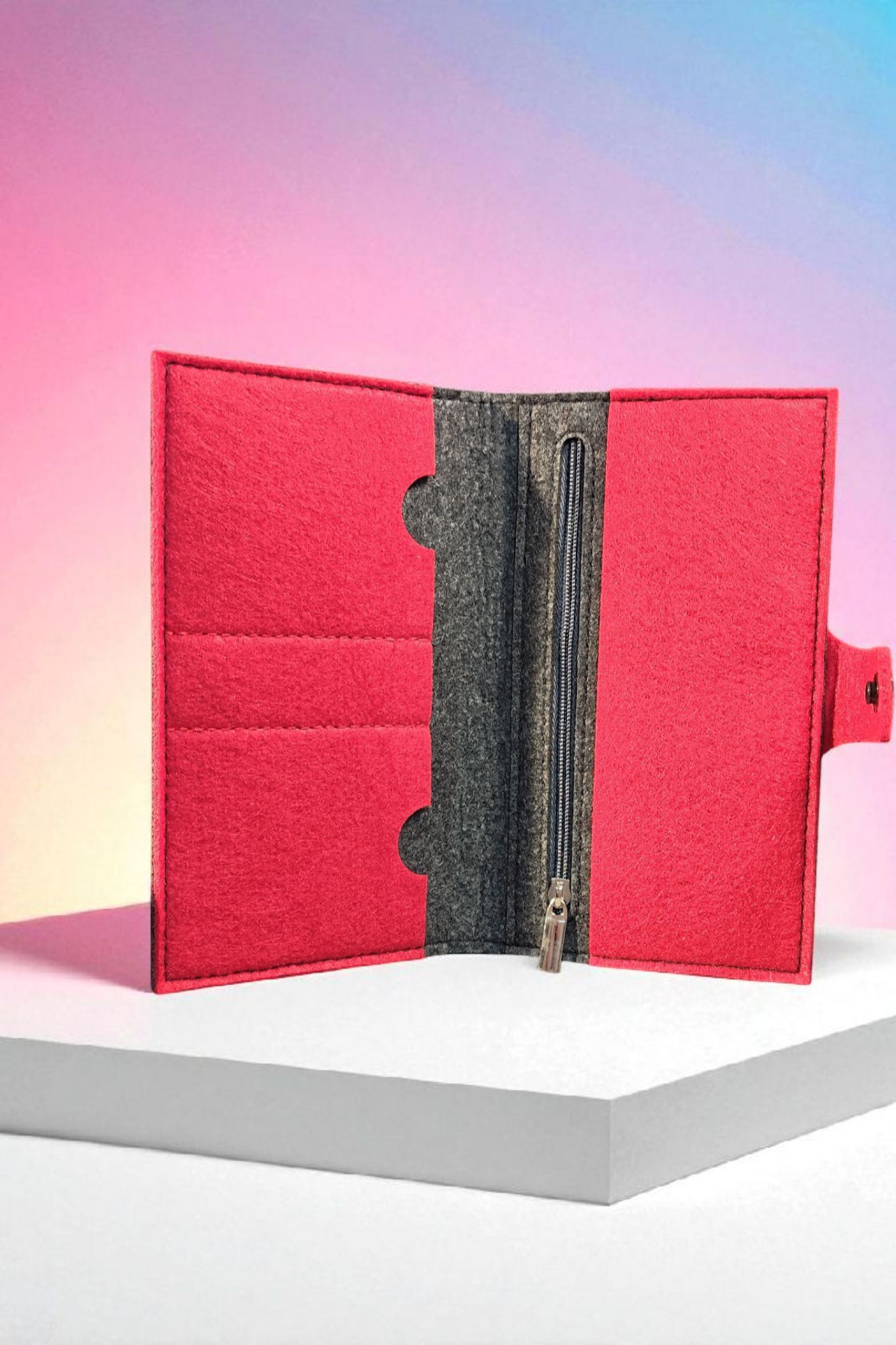 Felt wallet 16.3 x 9.5 cm – according to your wishes – 4 interior colors – card slots & coin pocket
