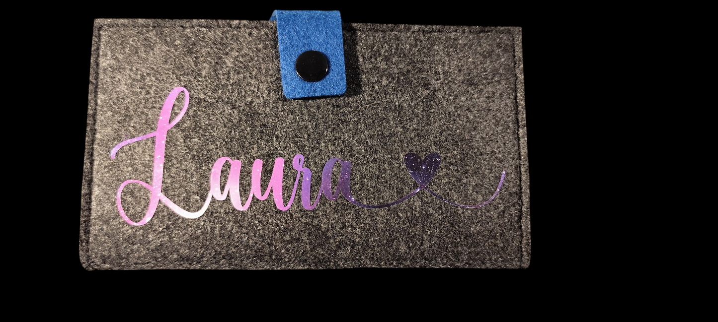 Felt wallet 16.3 x 9.5 cm – according to your wishes – 4 interior colors – card slots & coin pocket