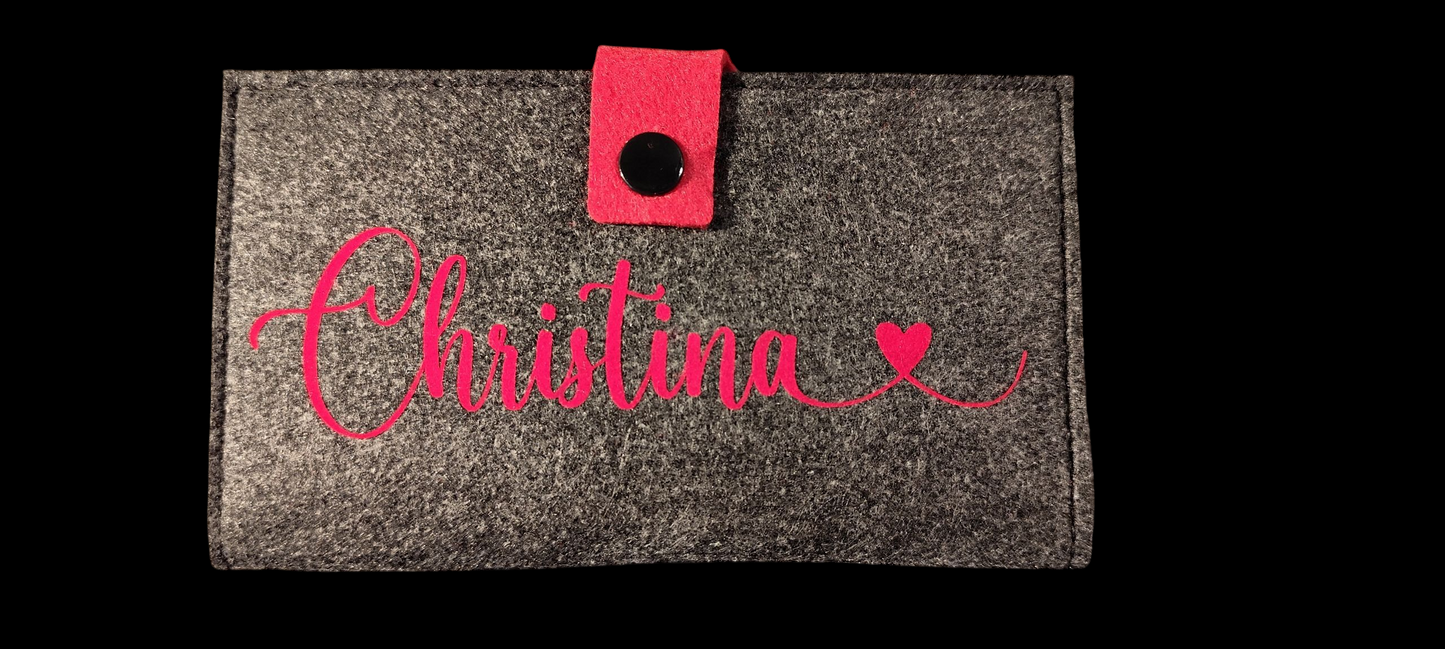 Felt wallet 16.3 x 9.5 cm – according to your wishes – 4 interior colors – card slots & coin pocket