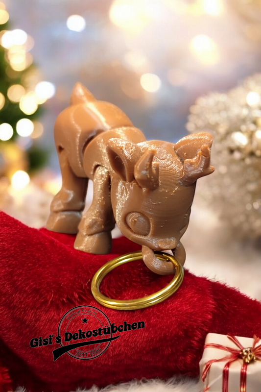 Flexi Reindeer Articulated Animal Keychain