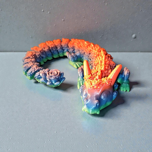 Flexi Rose Dragon 3D Print – Movable dragon with rose pattern made of PLA