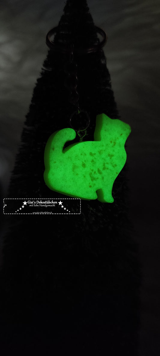 Glow in the Dark Cat Keychain