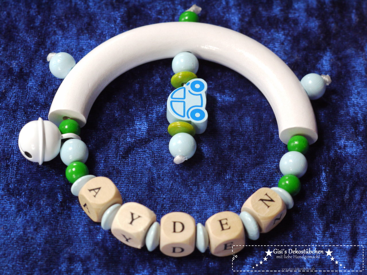 Baby teething ring with personalized name