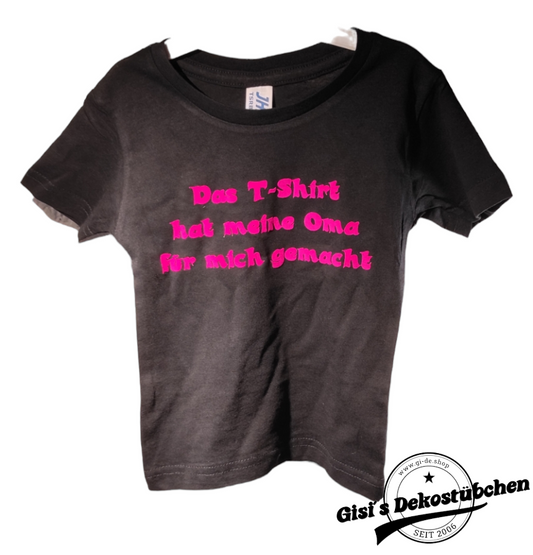 Baby / children's T-shirt with your desired text and our logo at the material cost price