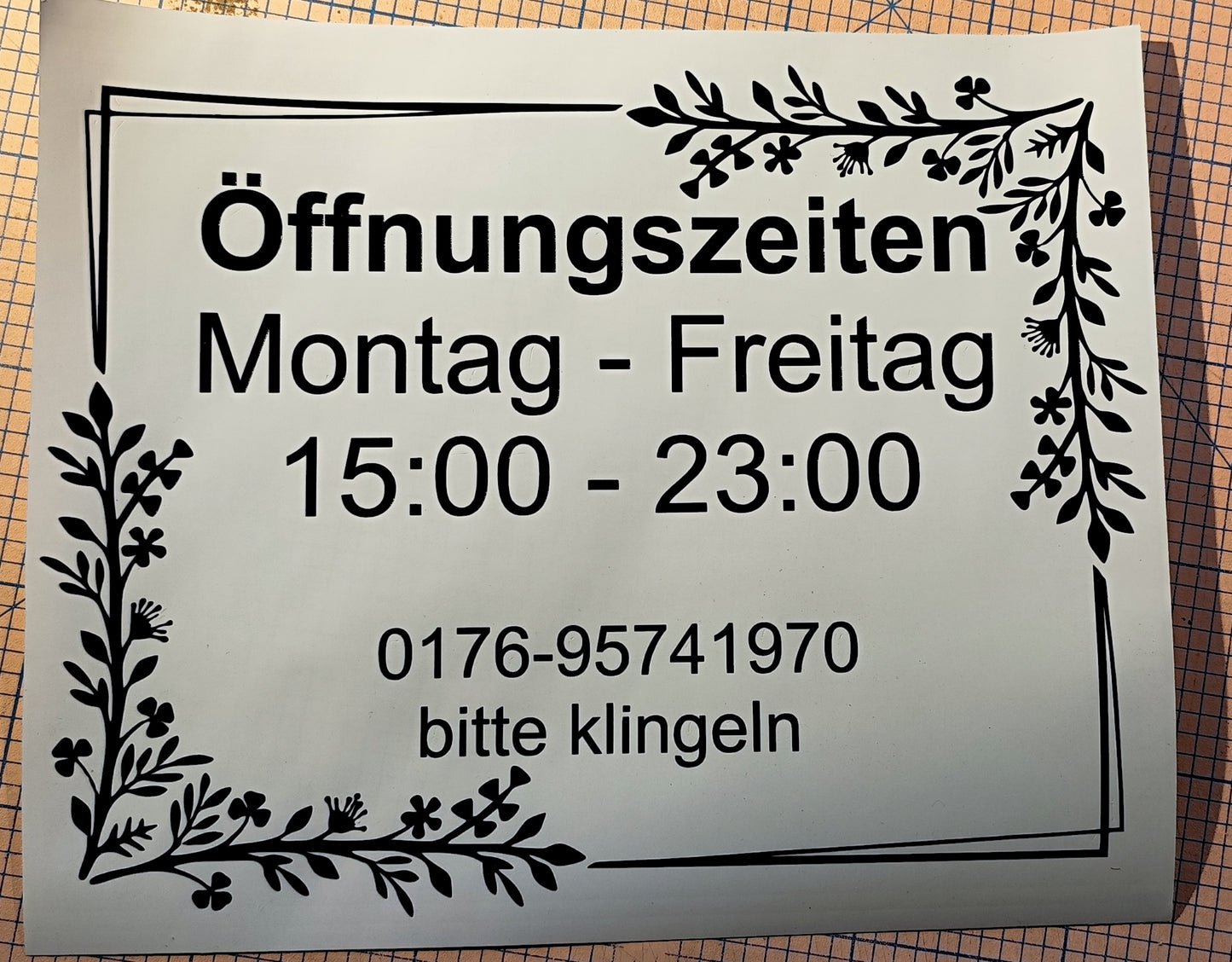 Custom opening hours stickers | Custom design & color | Self-adhesive & easy to apply