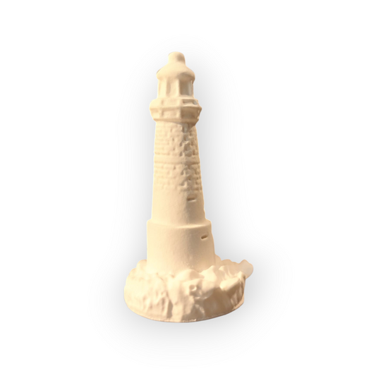 Ceramic lighthouse 5.5 cm – handmade miniature, white, 18 g