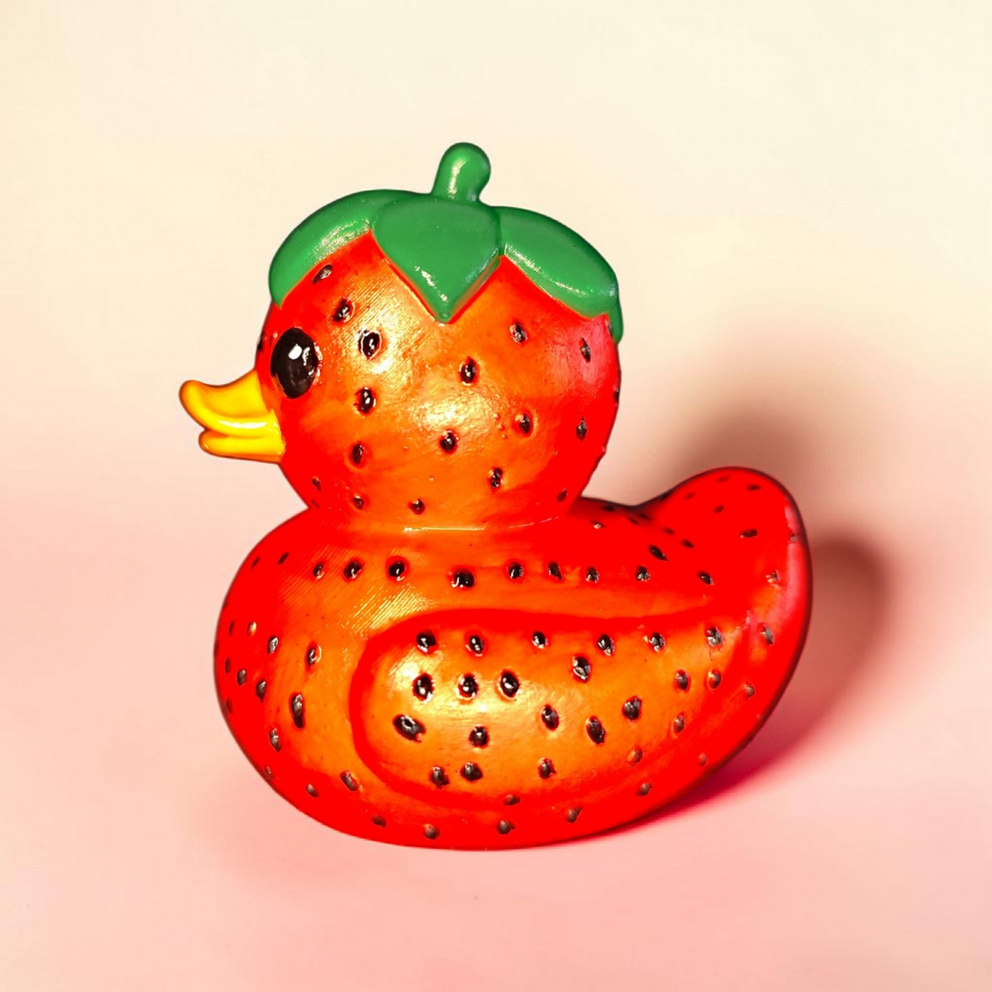 Ceramic Strawberry Duck Hand-painted – Summer Decoration Figurine