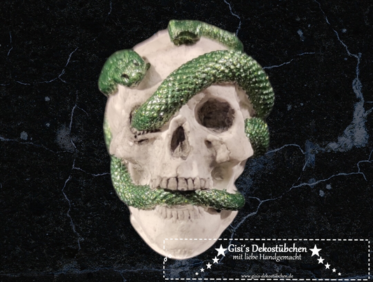 Mini ceramic skull snake