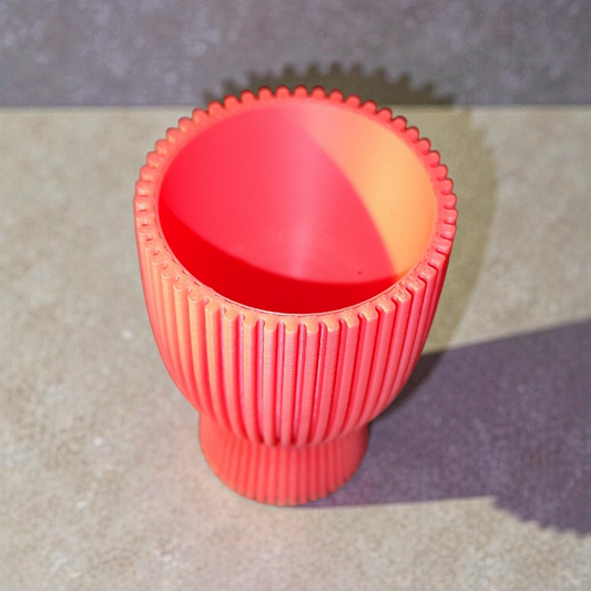 Modern ribbed egg cup made using 3D printing – matching the ribbed bunnies