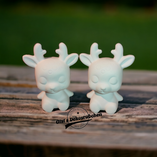 Deer Bambi fawn elk in white vintage decoration