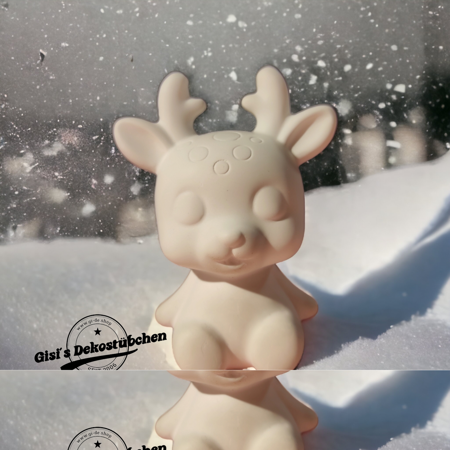 Deer Bambi fawn elk in white vintage decoration