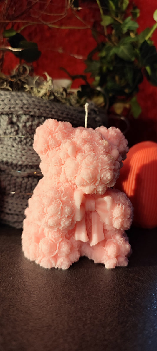 Rose Teddy Candle – detailed & handmade from soy wax – 8.5 × 8 × 6 cm – choice of color