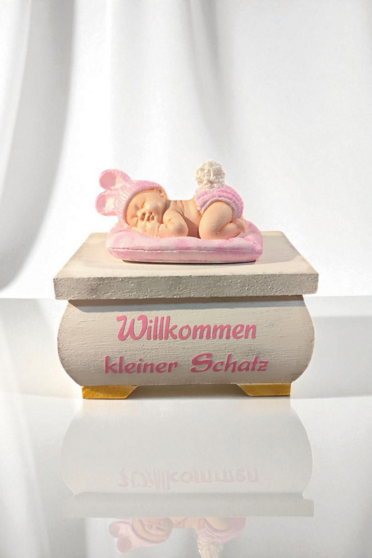 Treasure chest with baby figure handmade