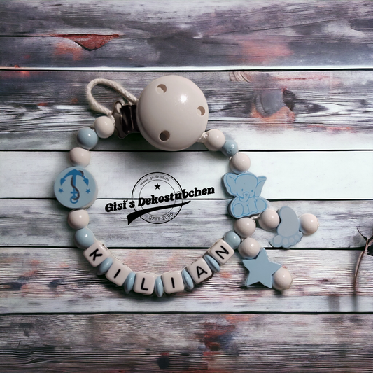 Pacifier chain with name star foot white
