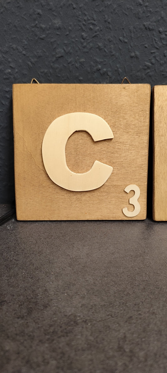 Scrabble wall decoration, large, 15x15 cm, "Brown"