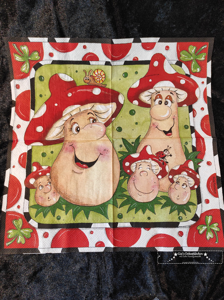 Serviette - Pilze mit Gesicht (selten)