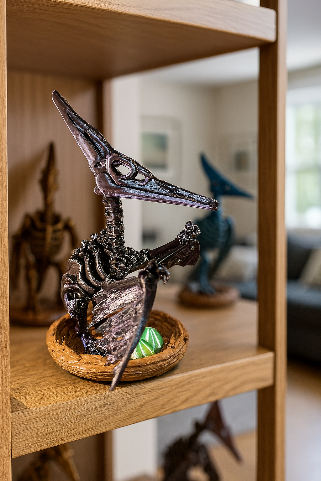 Skeleton Pteranodon with nest and eggs 3D