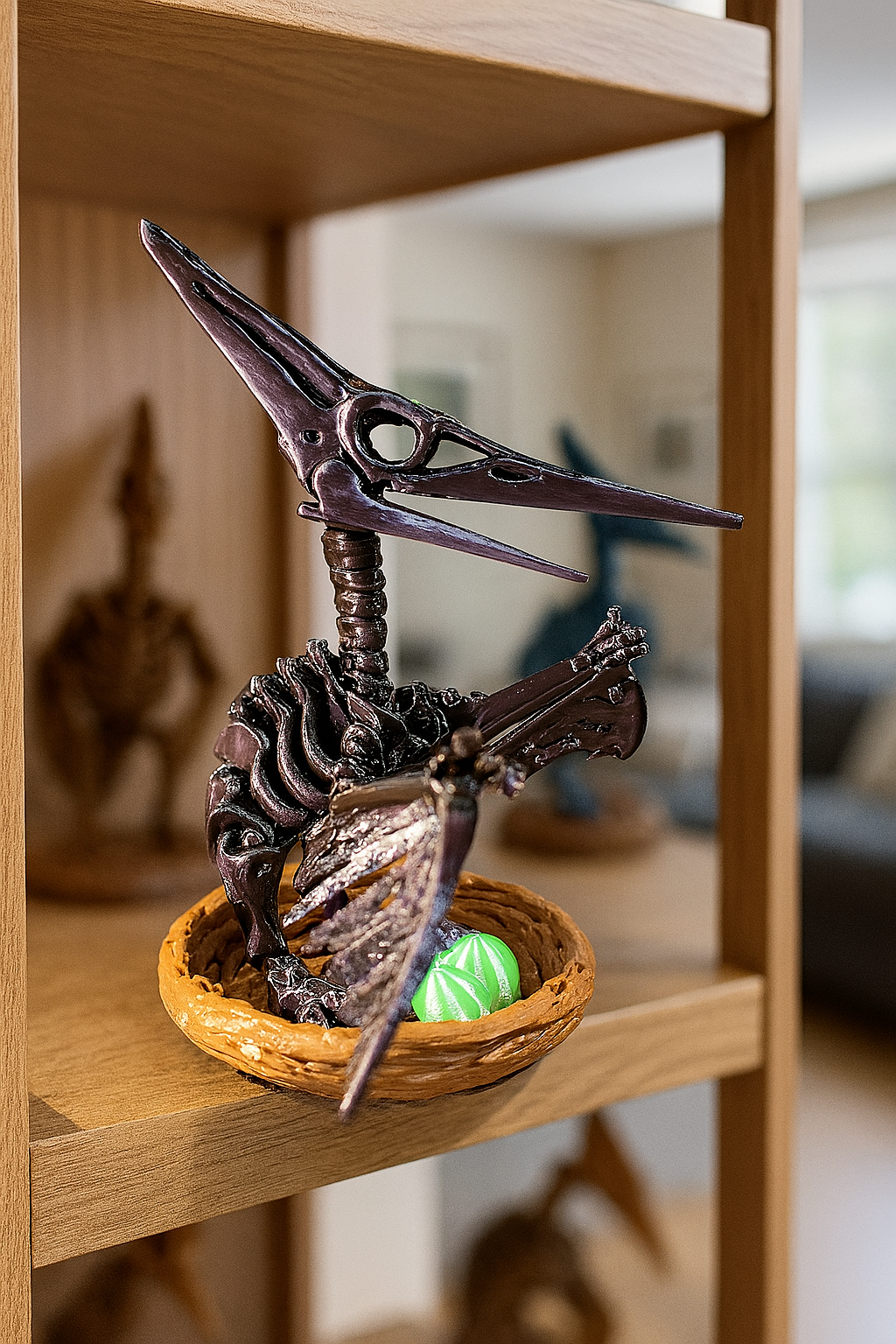 Skeleton Pteranodon with nest and eggs 3D