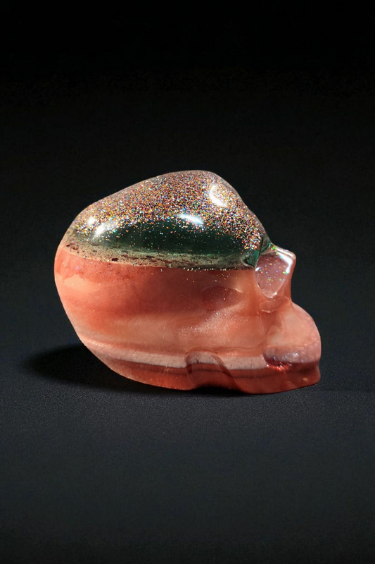 Skull decoration figure – epoxy resin with pigments & glitter – 10 cm – unique piece & custom color possible
