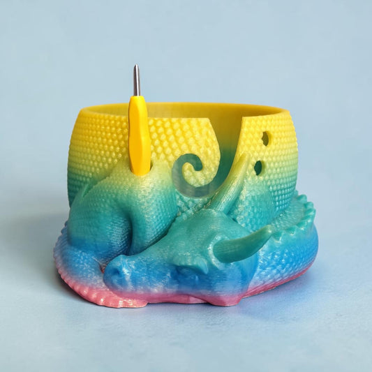 3D Printed Dragon Yarn Holder – Yarn Bowl with Holder for Crochet Hook & Scissors