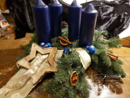 Advent wreath freshly tied blue, natural 