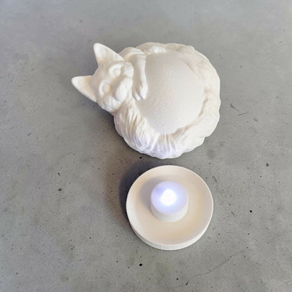 3D-gedruckte Katzenlampe mit LED-Teelichthalter – leuchtende Katzen-Deko