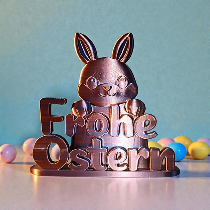 3D printed "Happy Easter" decoration with rabbit – flat Easter decoration, freestanding, custom design