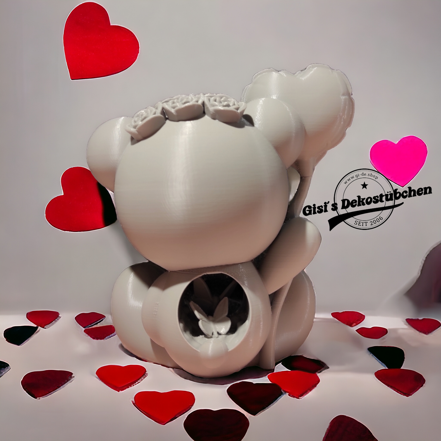 3D Printed - Teddy Bear in Love Statue - Design by Koza Design