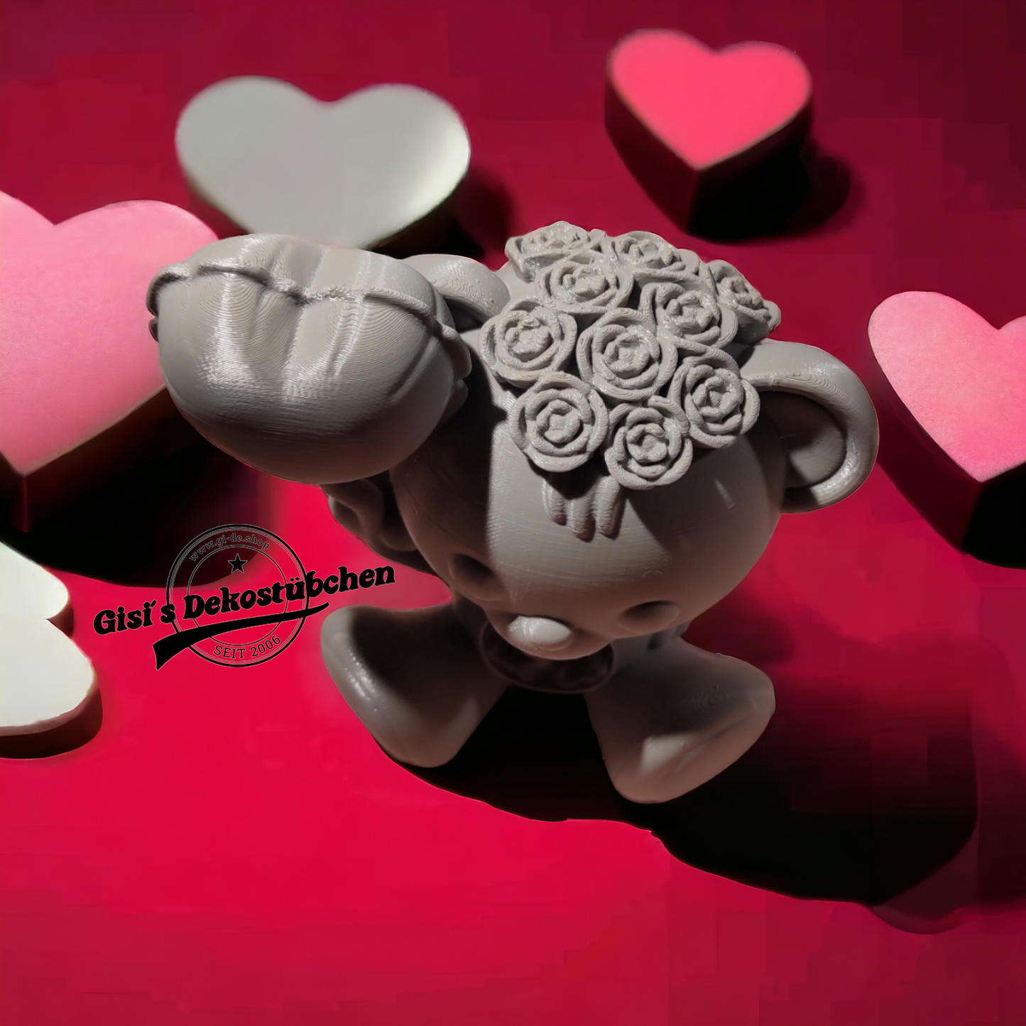 3D Printed - Teddy Bear in Love Statue - Design by Koza Design